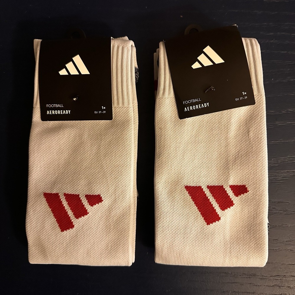 2- Soccer Adidas Socks CU Adisock 23,‎ Unisex Size S Color White Red NWT